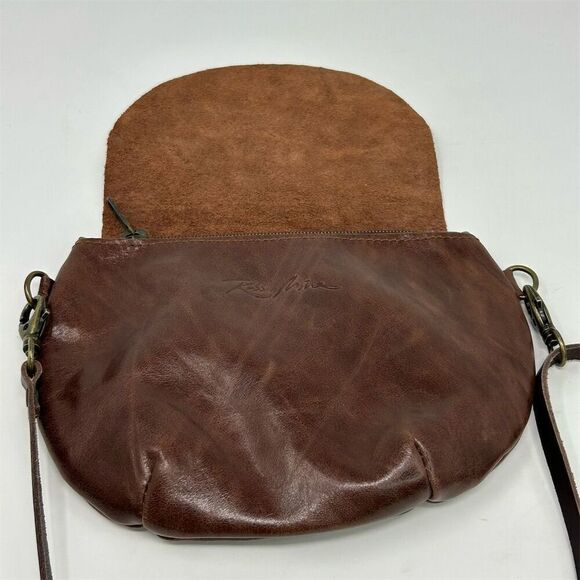 Boho Spanish Rossymina Small Brown Leather Round Crossbody Bag Adjustable Strap - Picture 4 of 13